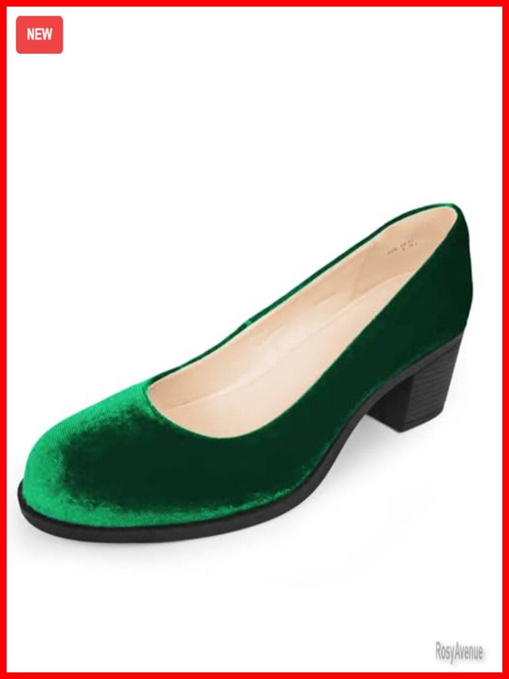 Women's Velvet Slip-On Pumps Low Block Heel Round Toe Dress Shoes